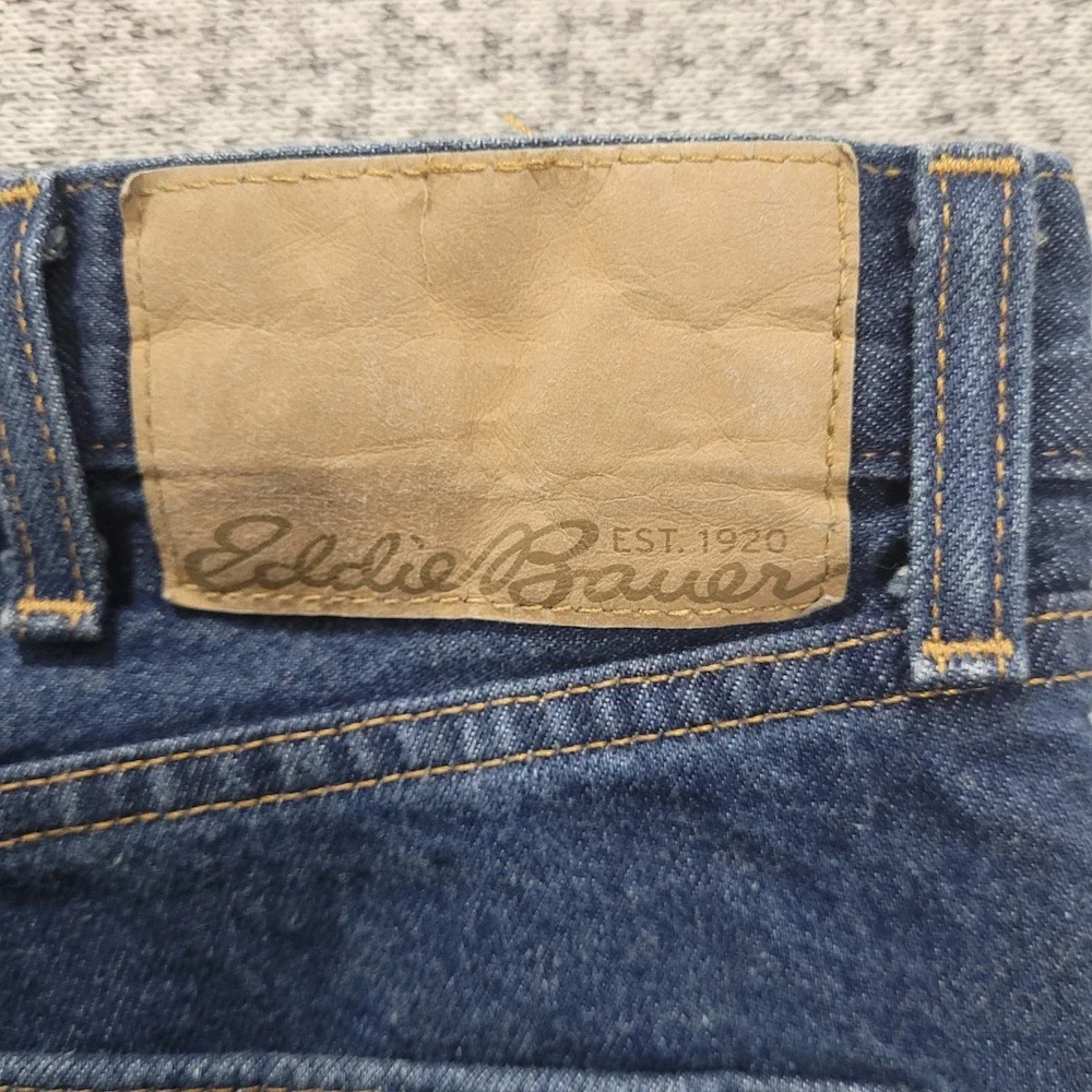Eddie Bauer Mens Regular Fit Straight Leg Dark Wash Denim Jeans FLAW 36x34